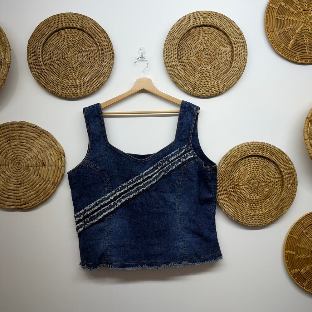Vintage Y2K 2000s Ashley Stewart Denim Tank Top Plus Size 20